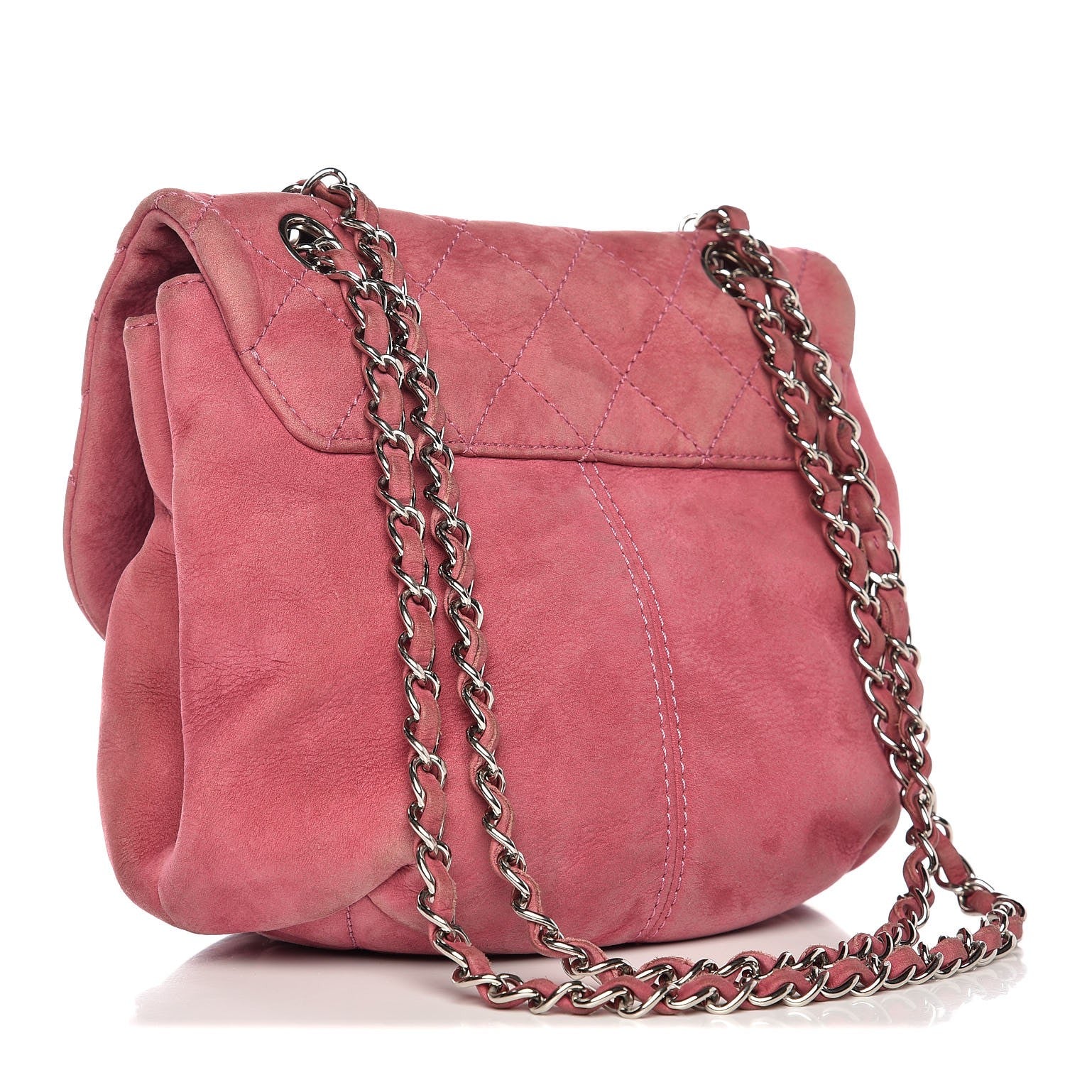 Chanel Suede Quilted Mini Trianon Messenger Flap Pink 3 of 9