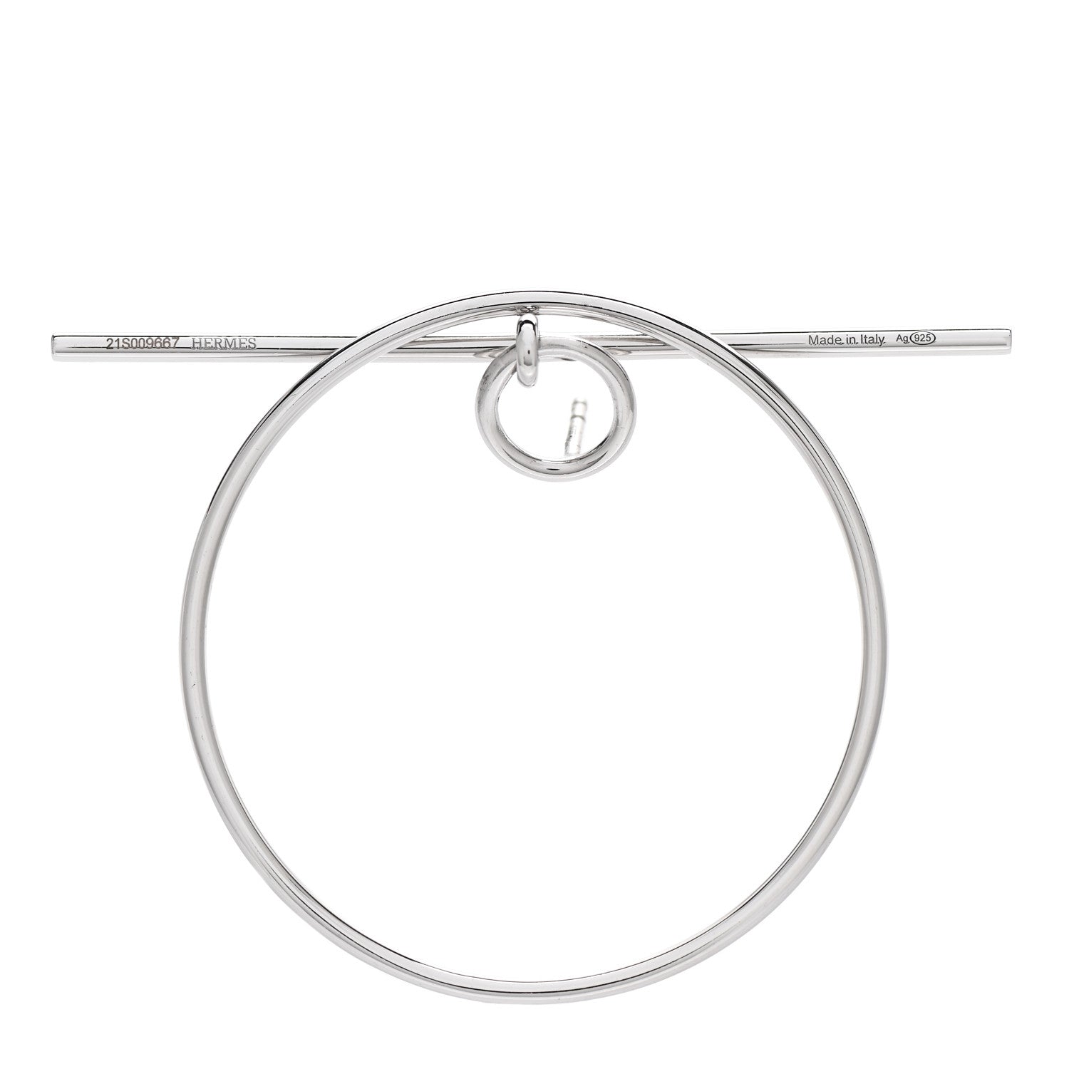 Hermes Sterling Silver MM Loop Earrings 4 of 5