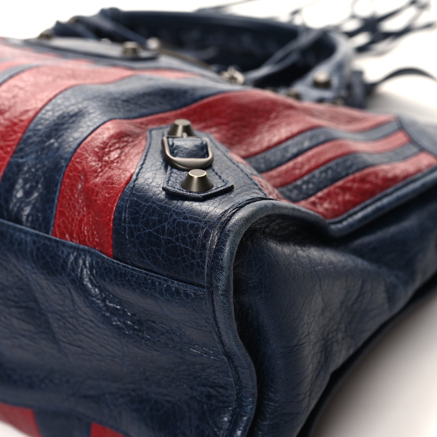 Cuir Arena Striped Classic Hardware City Bleu Nuit Rouge