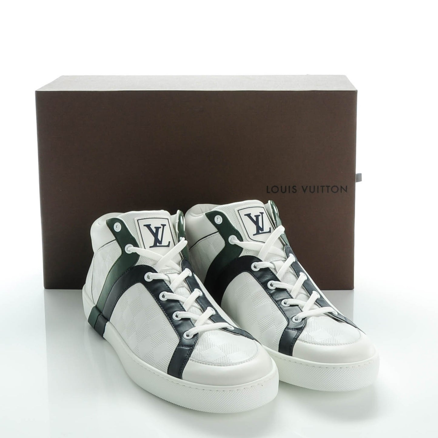 Calfskin Damier Meteor Sneakers 10 White