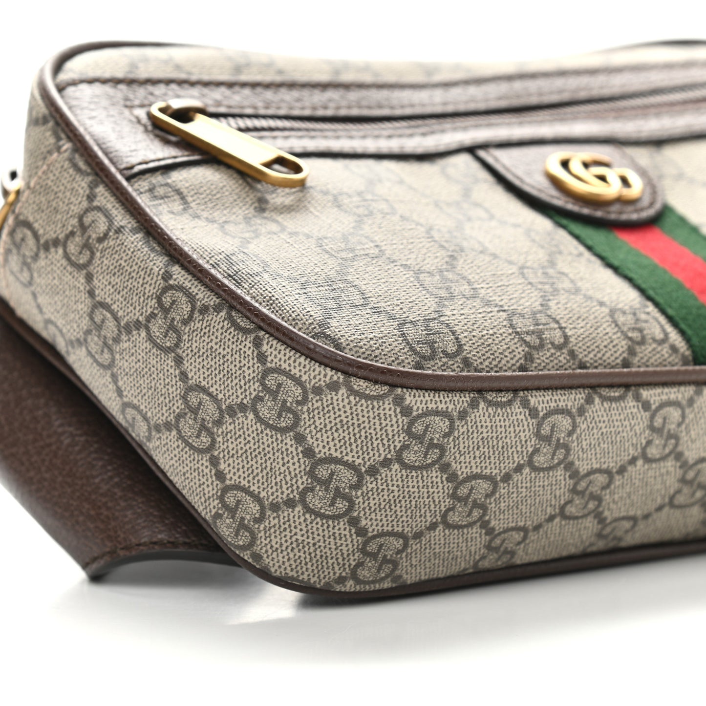 Soft GG Supreme Monogram Medium Ophidia Belt Bag Dark Brown