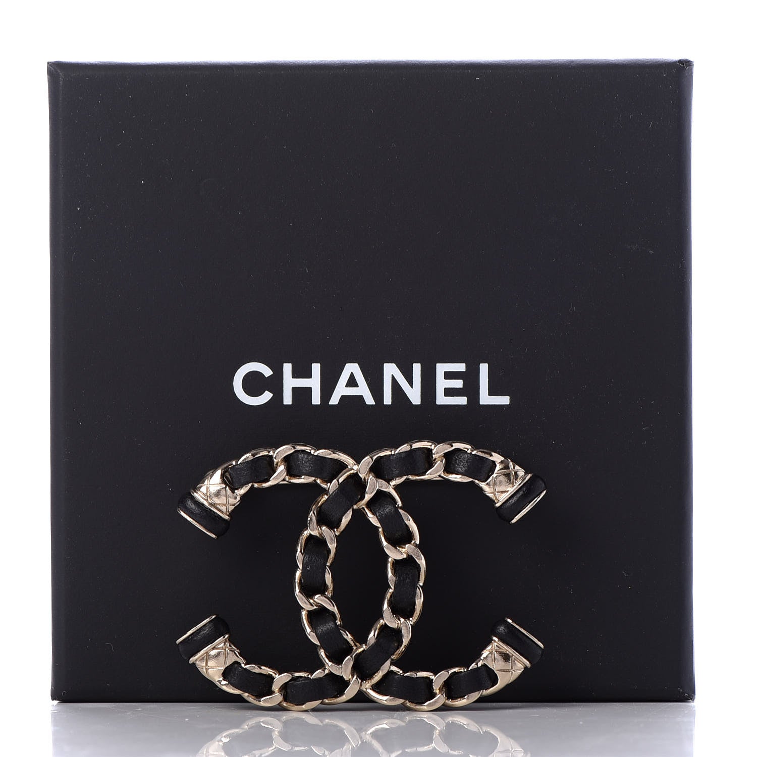 Chanel Lambskin Chain CC Brooch Black Gold 5 of 5