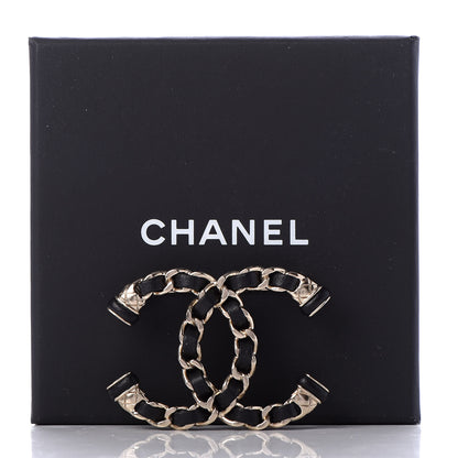 Chanel Lambskin Chain CC Brooch Black Gold 5 of 5