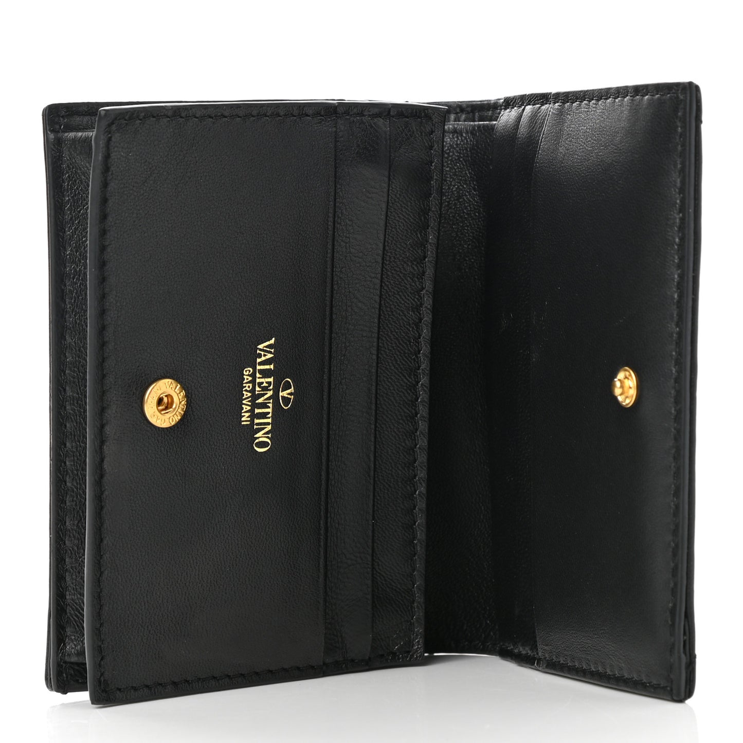 Nappa Roman Stud Small Flap Wallet Black
