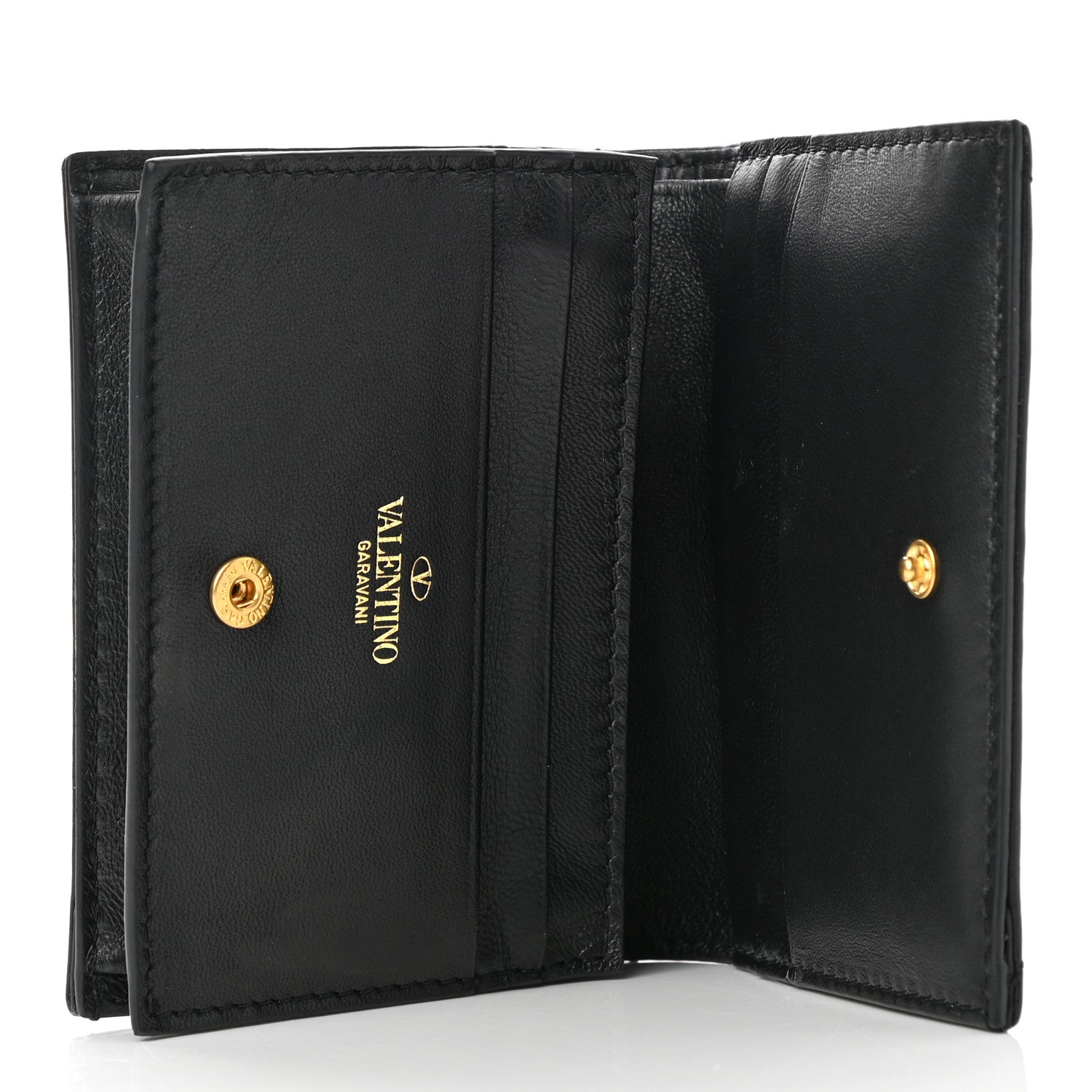 Valentino Garavani Nappa Roman Stud Small Flap Wallet Black 5 of 8