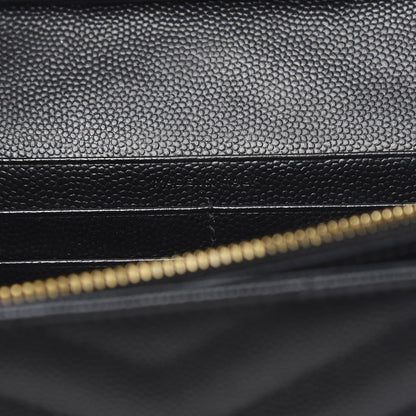 Saint Laurent Grain De Poudre Matelasse Chevron Monogram Chain Wallet Black 6 of 10
