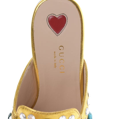 Gucci Metallic Nappa Crystal Womens Princetown Slippers 35.5 Gold 8 of 9