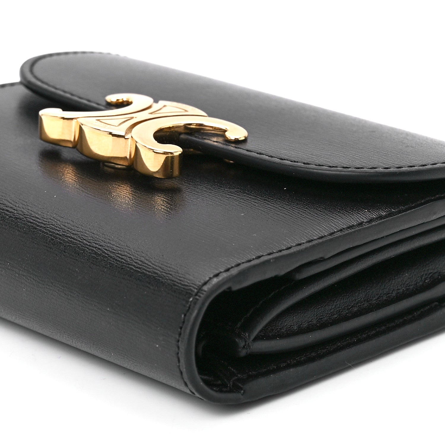 Celine Shiny Smooth Lambskin Small Triomphe Wallet Black 13 of 13