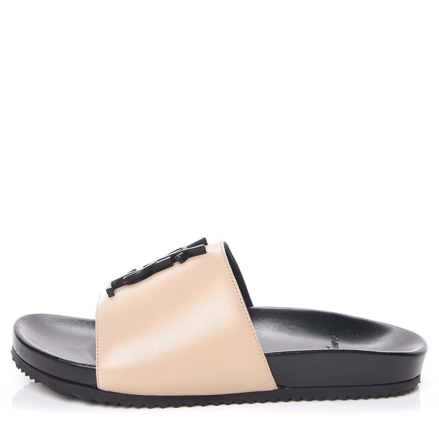 Saint Laurent Lambskin Joan Slide Sandals 34 Powder Black 1 of 9