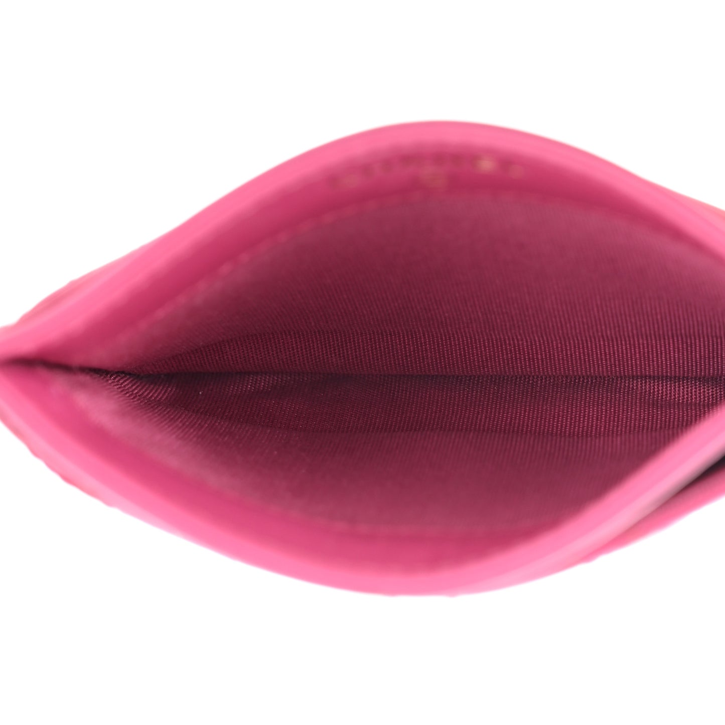 Lambskin Camellia Embossed Card Holder Fuchsia