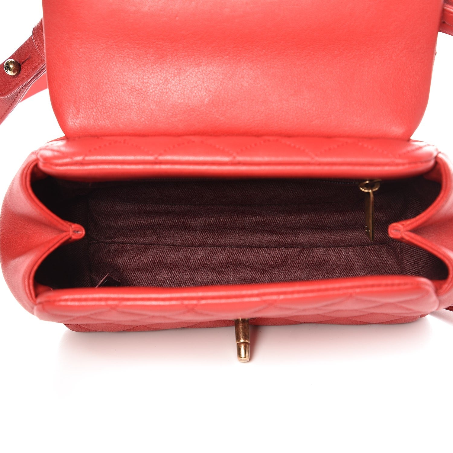 Chanel Shiny Sheepskin Quilted Mini Trapezio Flap Red 5 of 8