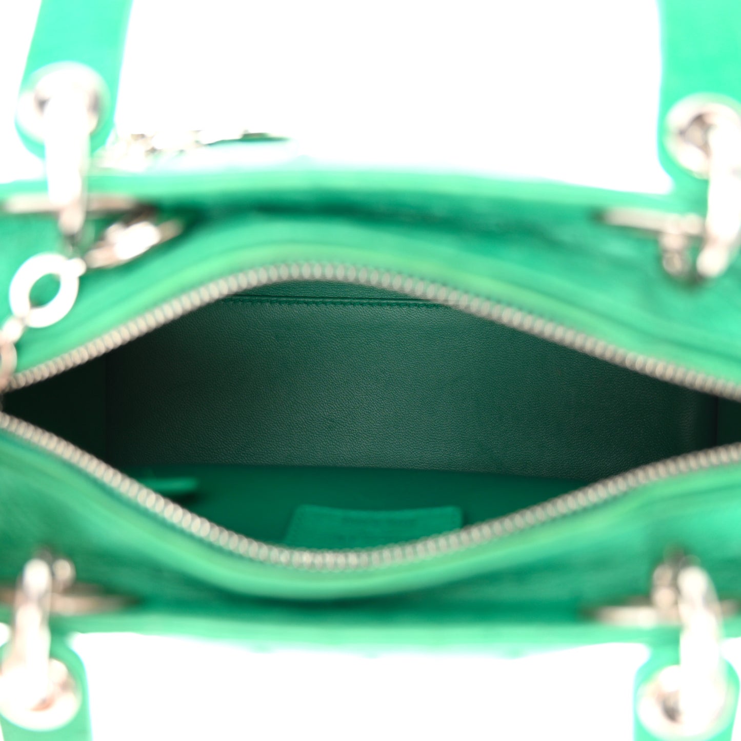 Ostrich Medium Lady Dior Green