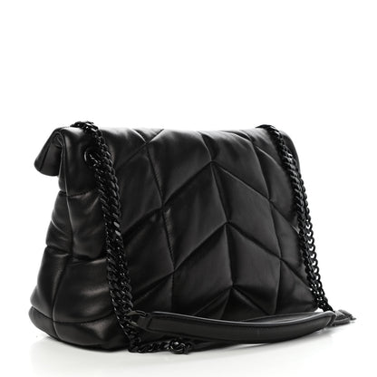 Saint Laurent Lambskin Quilted Small Loulou Puffer Monogram Chain Satchel Black 3 of 9