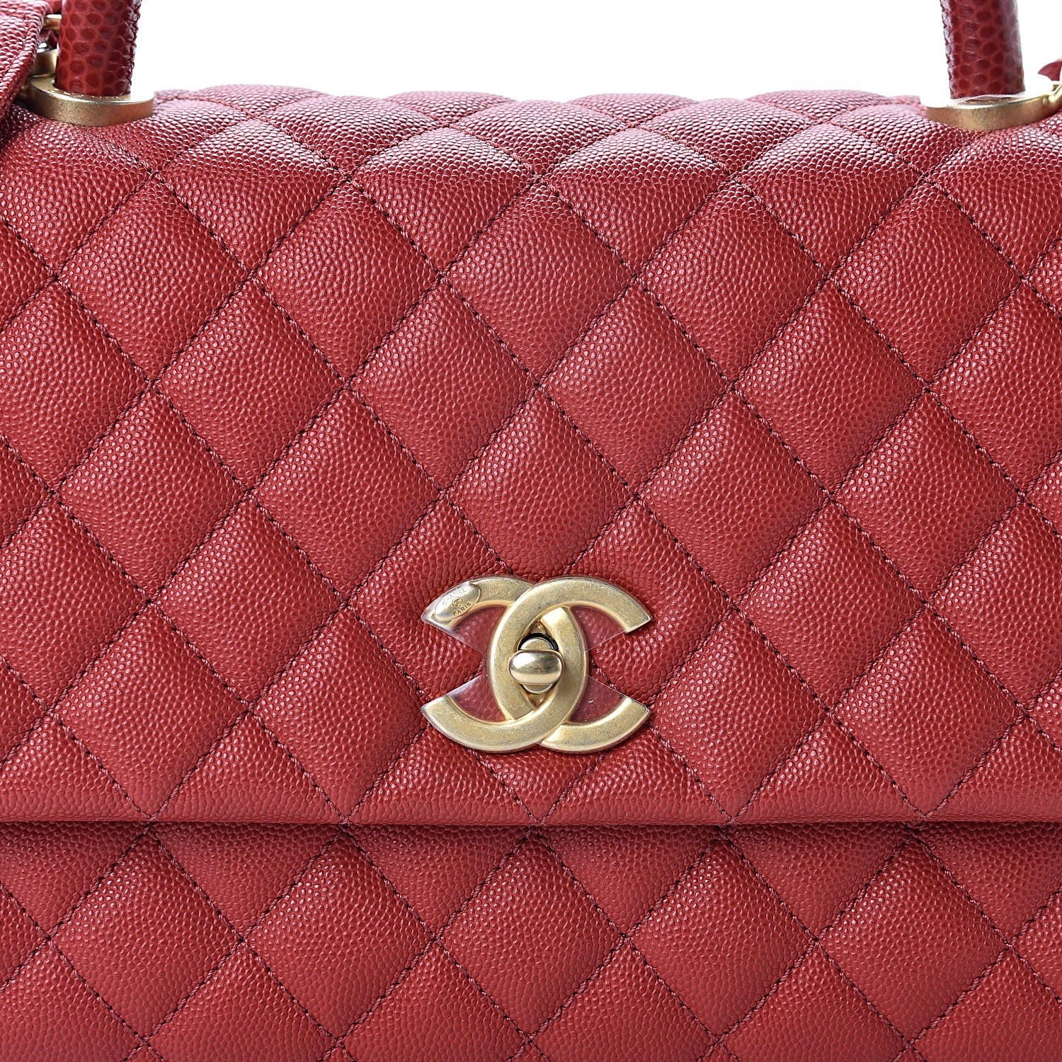 Chanel Caviar Lizard Embossed Quilted Small Coco Handle Flap Red 8 of 10
