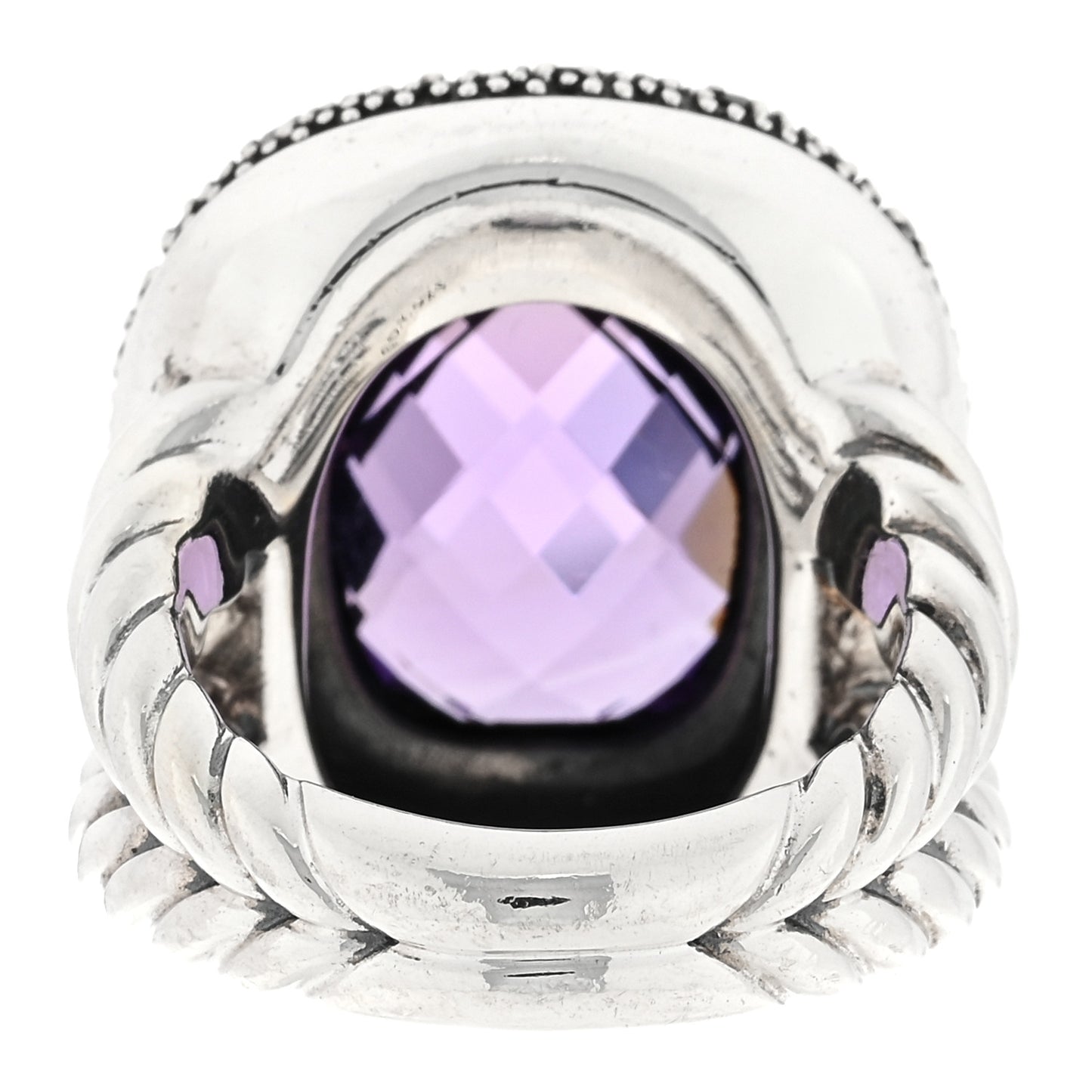 Sterling Silver Diamond Amethyst 14mm Midnight Melange Ring 52 6