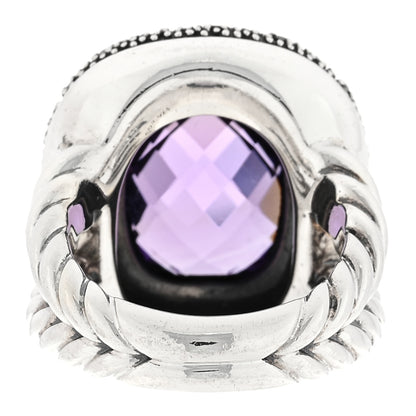 David Yurman Sterling Silver Diamond Amethyst 14mm Midnight Melange Ring 52 6 3 of 4