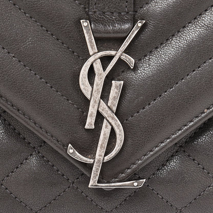 Saint Laurent Sheepskin Tri-Quilt Monogram Medium College Bag Coal 9 of 14