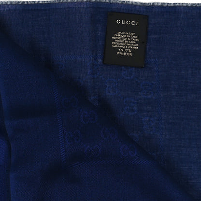 Gucci Cotton GG Monogram Summer Sten Fringe Scarf Periwinkle 4 of 4