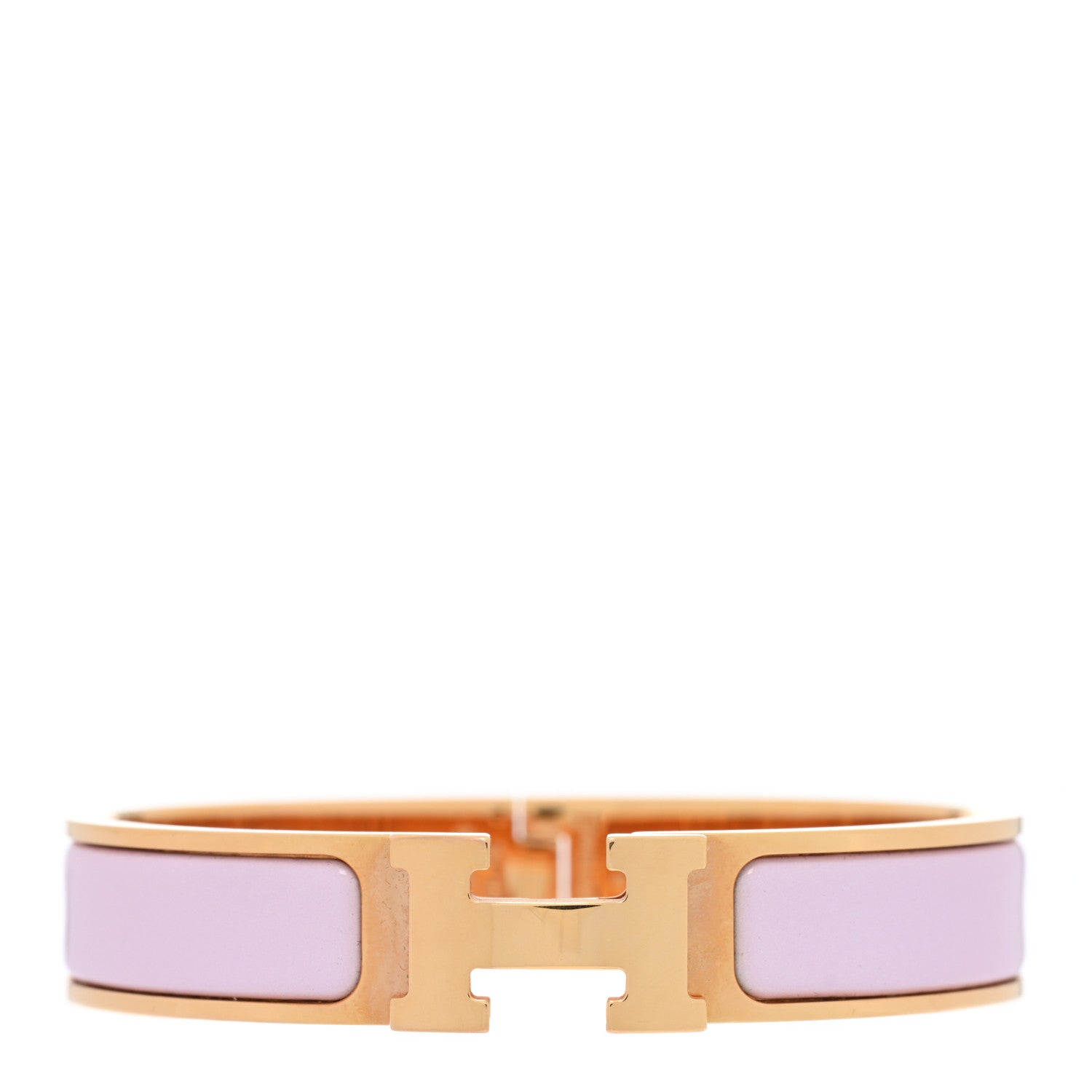 Hermes Enamel Narrow Clic Clac H Bracelet PM Rose Dragee 1 of 3