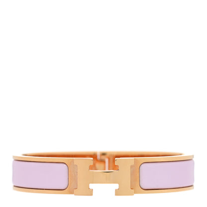 Hermes Enamel Narrow Clic Clac H Bracelet PM Rose Dragee 1 of 3