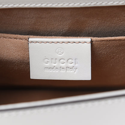 Gucci Calfskin Embroidered Mini Sylvie Top Handle Bag White 6 of 10