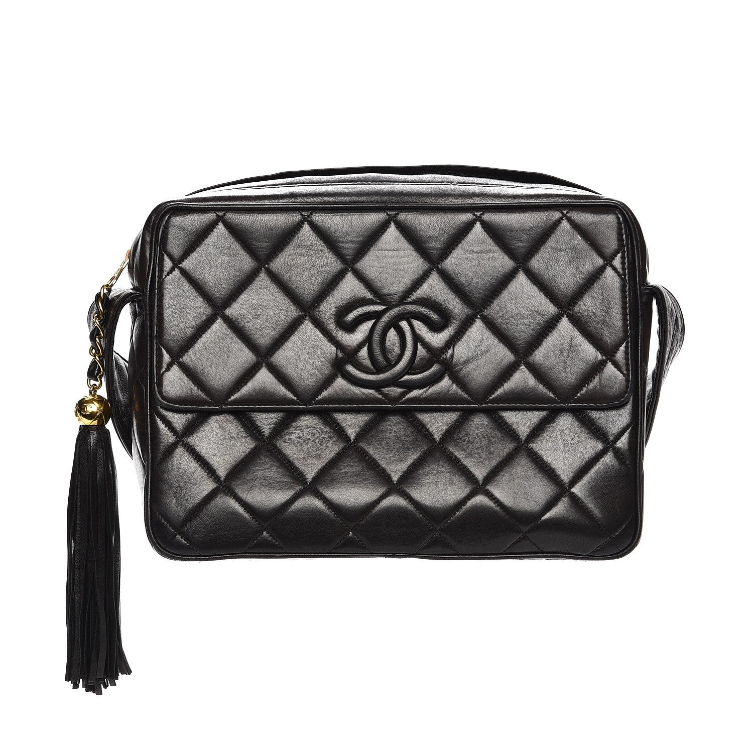 Chanel Lambskin Quilted Tassel Camera Case Black 1 of 11