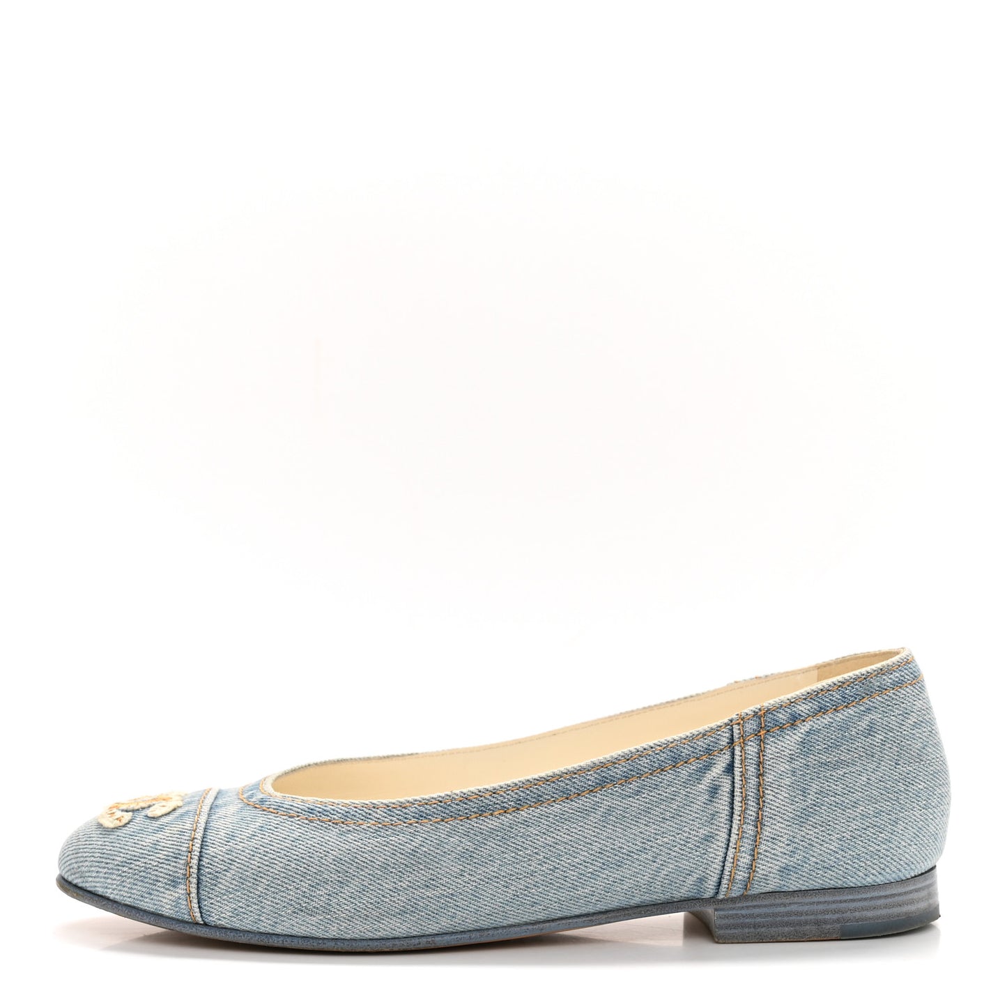 Denim CC Cap Toe Ballerina Flats 37.5 Light Blue