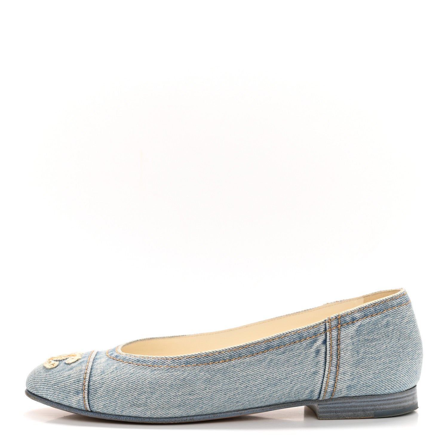 Chanel Denim CC Cap Toe Ballerina Flats 37.5 Light Blue 1 of 10