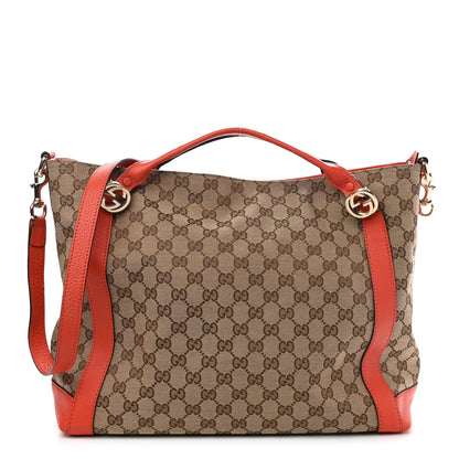 Gucci Monogram Cellarius Calfskin Medium Miss GG Top Handle Bag Beige Ebony New Dark Orange 1 of 14
