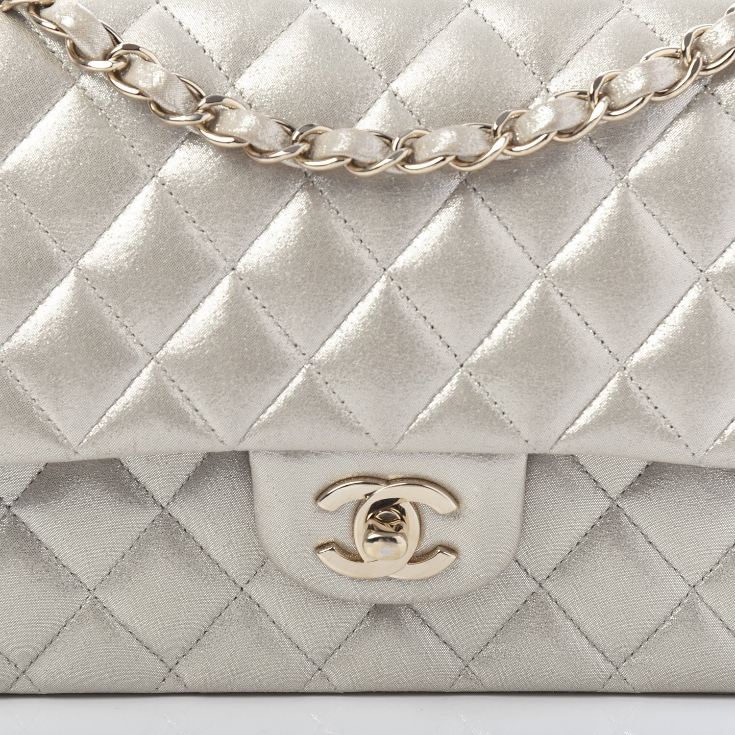 Chanel Iridescent Calfskin Quilted Medium Double Flap Silver 10 of 10