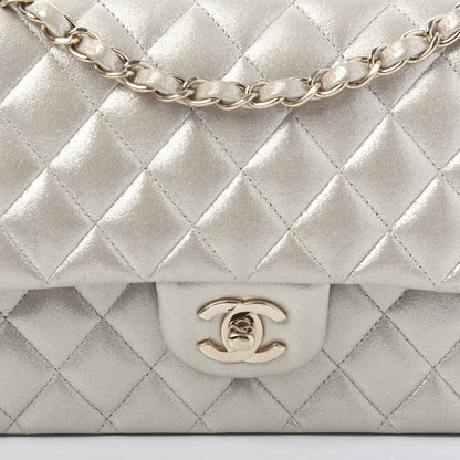 Chanel Iridescent Calfskin Quilted Medium Double Flap Silver 10 of 10