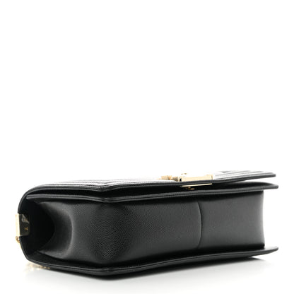 Chanel Caviar Chevron Quilted Medium Boy Flap Black 4 of 12