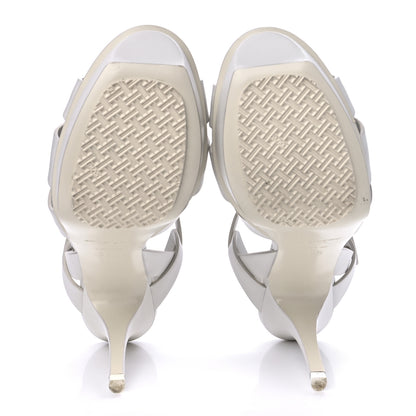 Saint Laurent Calfskin Tribute 75 Platform Sandals 38.5 White 7 of 10