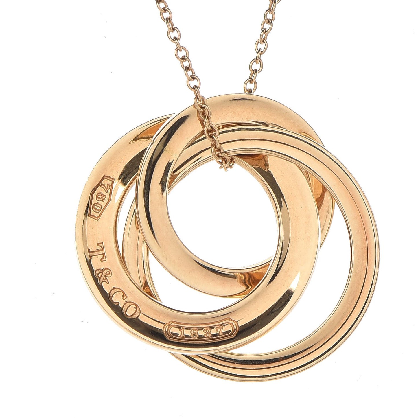 18K Yellow Gold Small Interlocking Circles Pendant