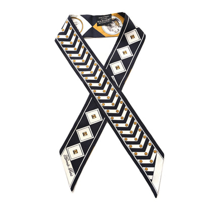 Hermes Silk Colliers Et Chiens Twilly Black Gold White 1 of 4
