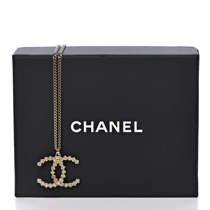 Chanel Crystal CC Pendant Necklace Gold 6 of 6