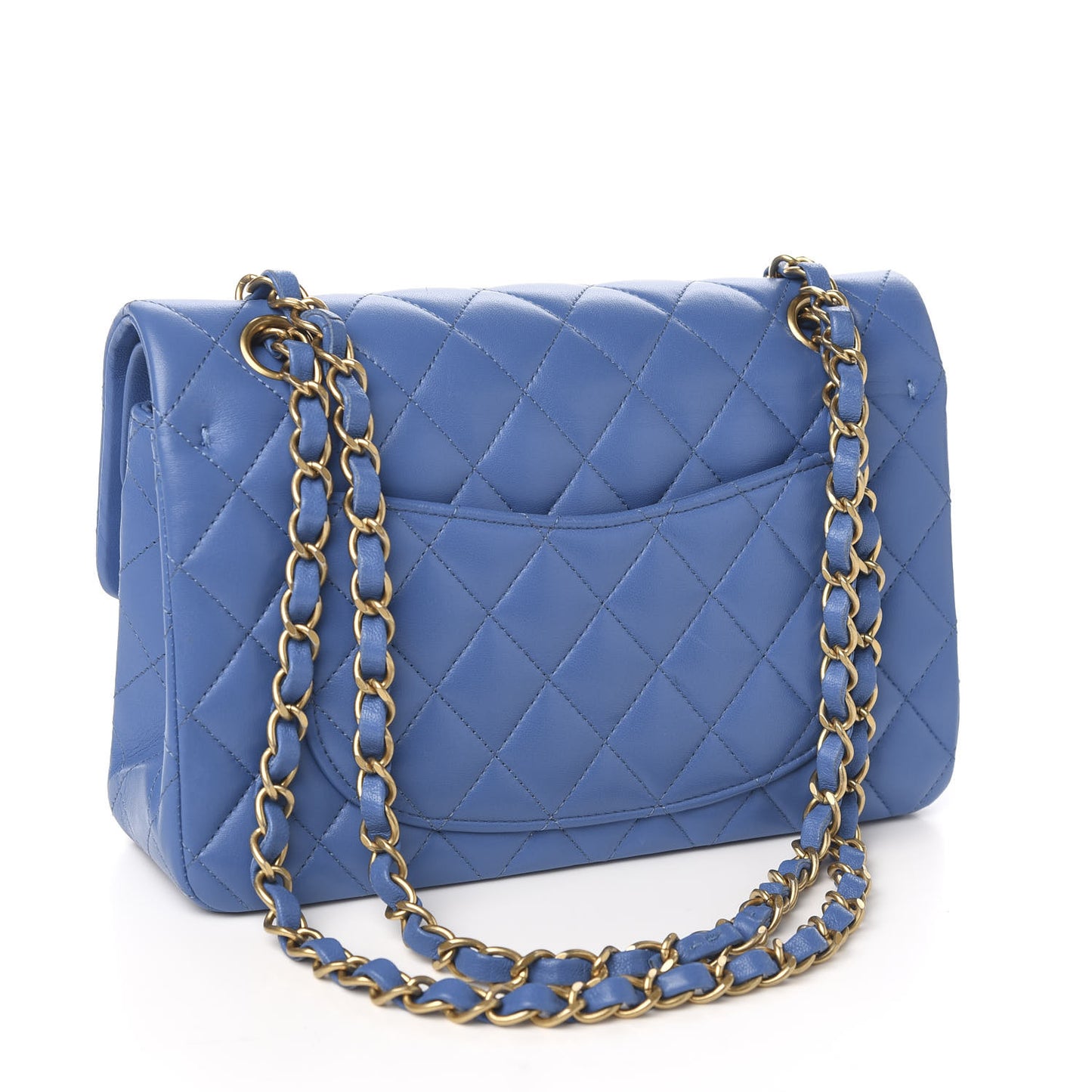 Lambskin Quilted Small Double Flap Blue