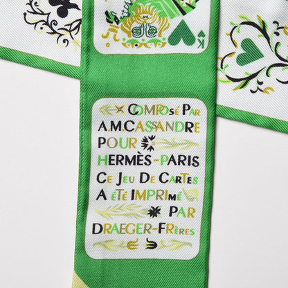 Hermes Silk Jeu de Cartes Twilly Vert Emeraude Black Jaune Soufre 4 of 4