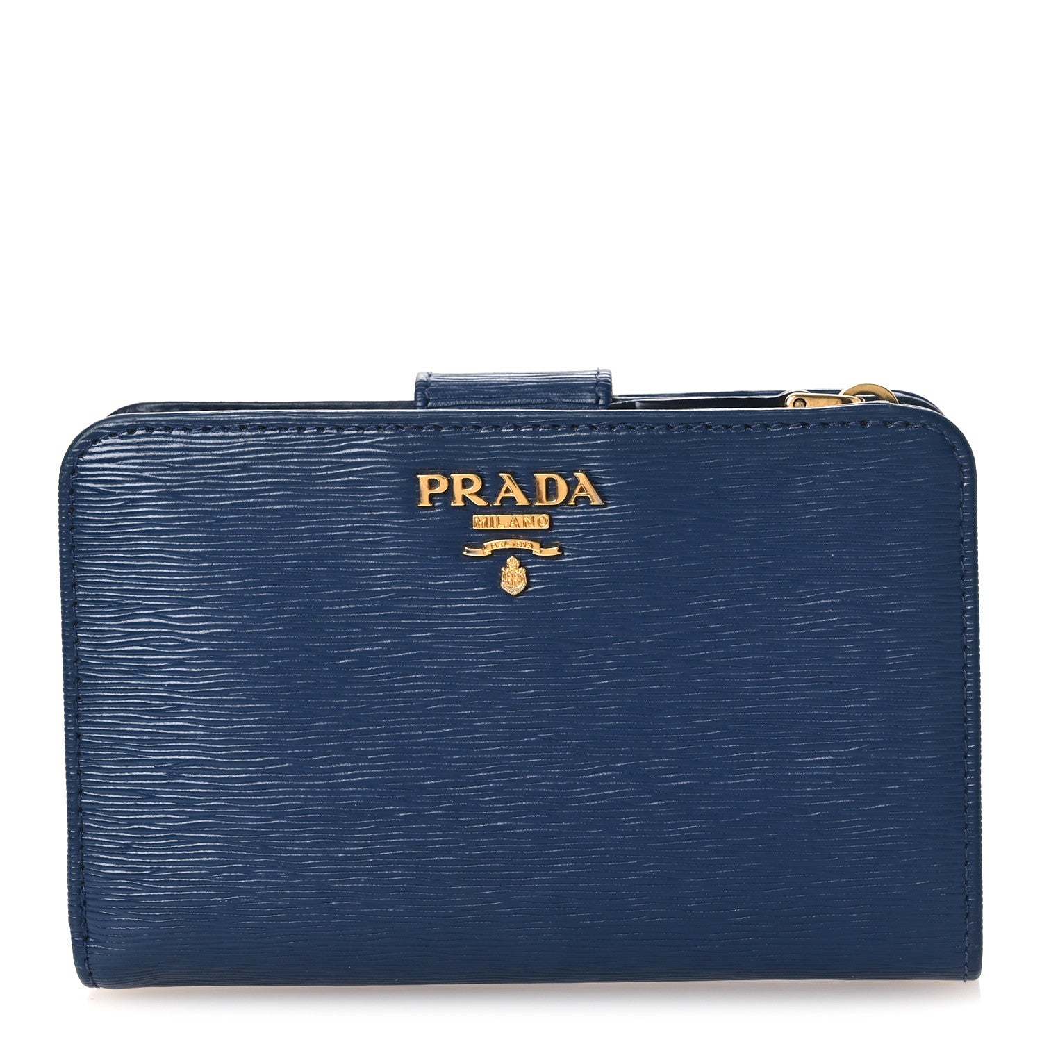 Prada Vitello Move Metal Compact Wallet Bluette 1845956 – FASHIONPHILE