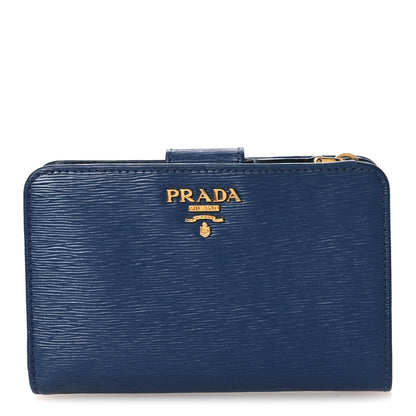 Prada Vitello Move Metal Compact Wallet Bluette 1 of 8