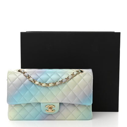 Chanel Lambskin Quilted Tie Dye Ombre Medium Double Flap Blue Multicolor 13 of 13