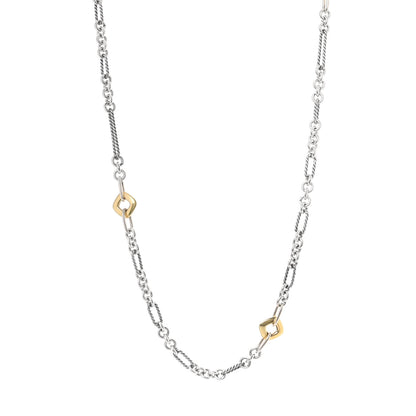 David Yurman Sterling Silver 18K Yellow Gold Figaro Two Tone Toggle Necklace 1 of 4