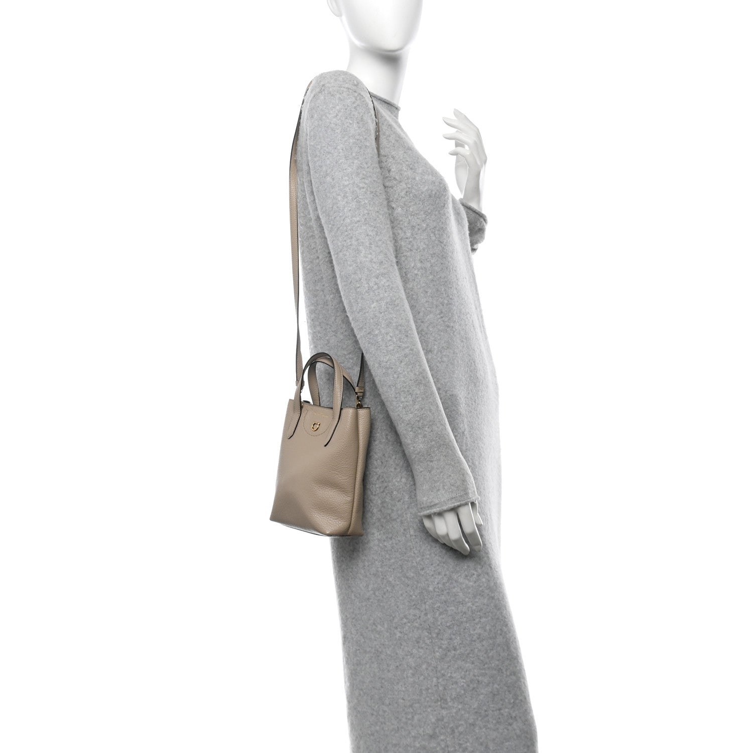 Salvatore Ferragamo Tumbled Calfskin Gancini Mini Bag Beige 2 of 10