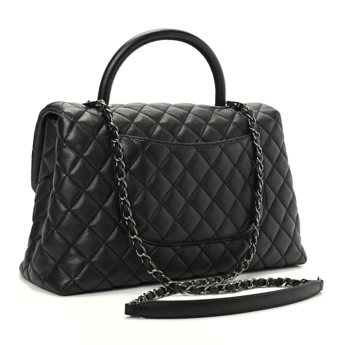 Caviar Quilted Medium Coco Handle Flap Black