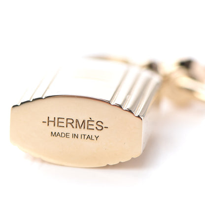Hermes Permabrass Mini Loop Charms Cadenas Scarf Ring Gold 3 of 4