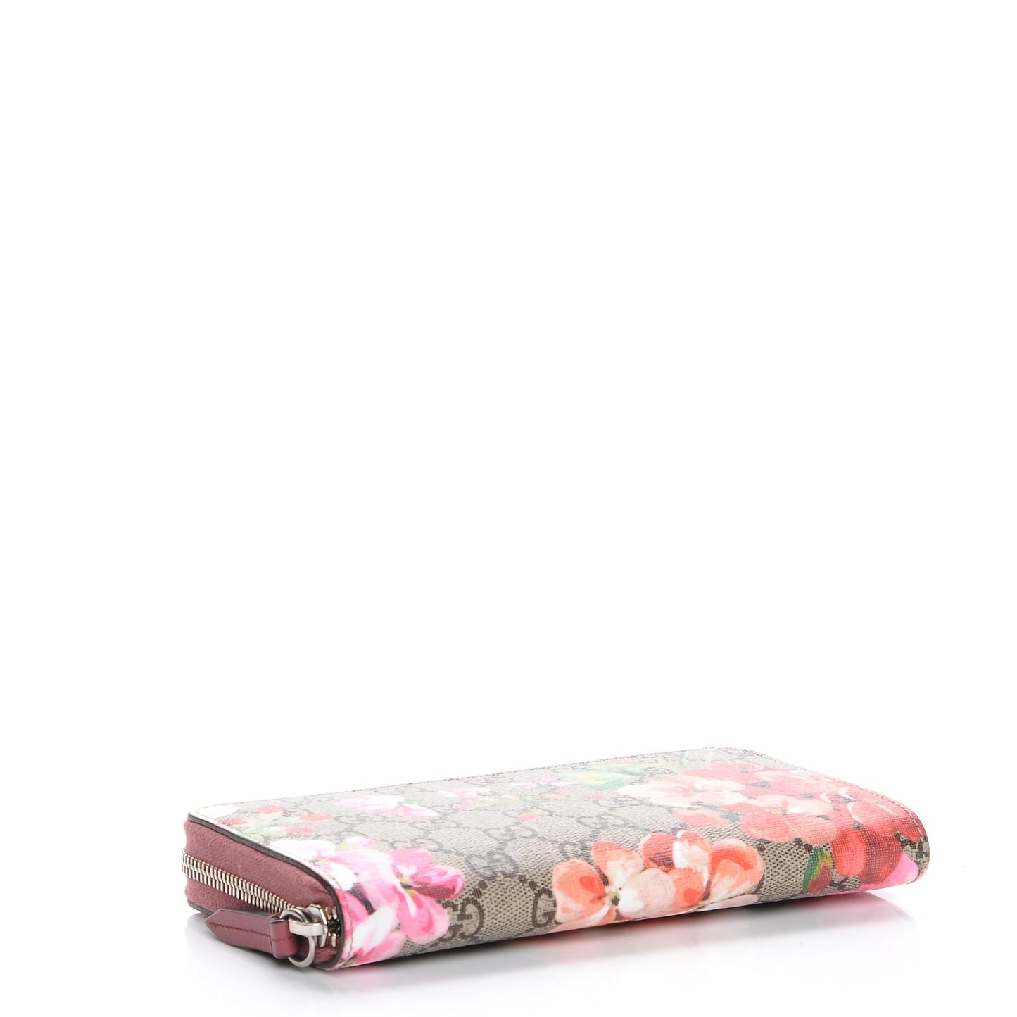 GG Supreme Monogram Blooms Zip Around Wallet Beige Multicolor Dry Rose
