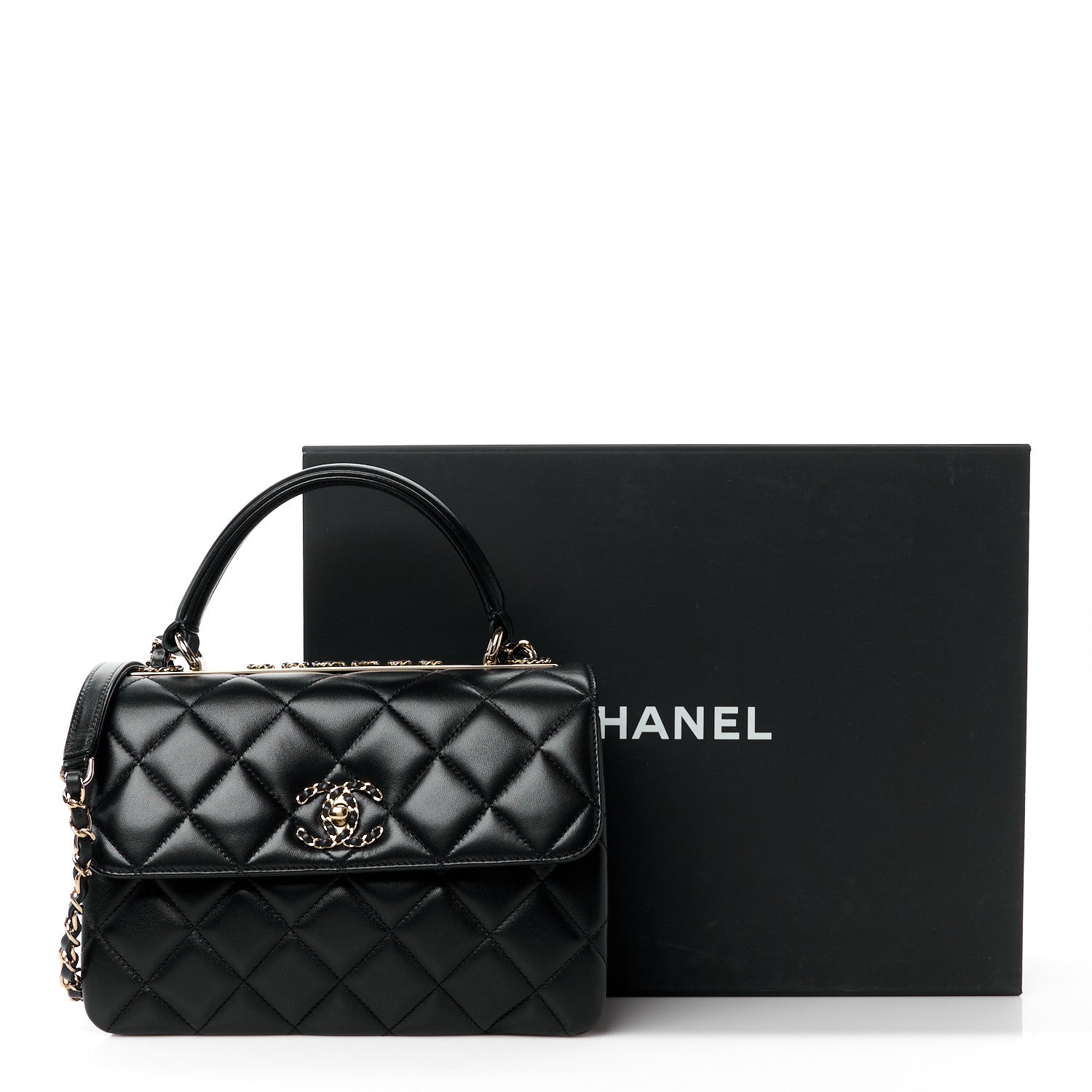 Chanel Lambskin Quilted Small Trendy CC Chain Dual Handle Flap Bag Black 11 of 11
