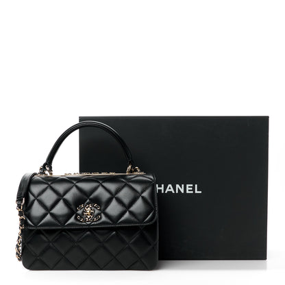 Chanel Lambskin Quilted Small Trendy CC Chain Dual Handle Flap Bag Black 11 of 11