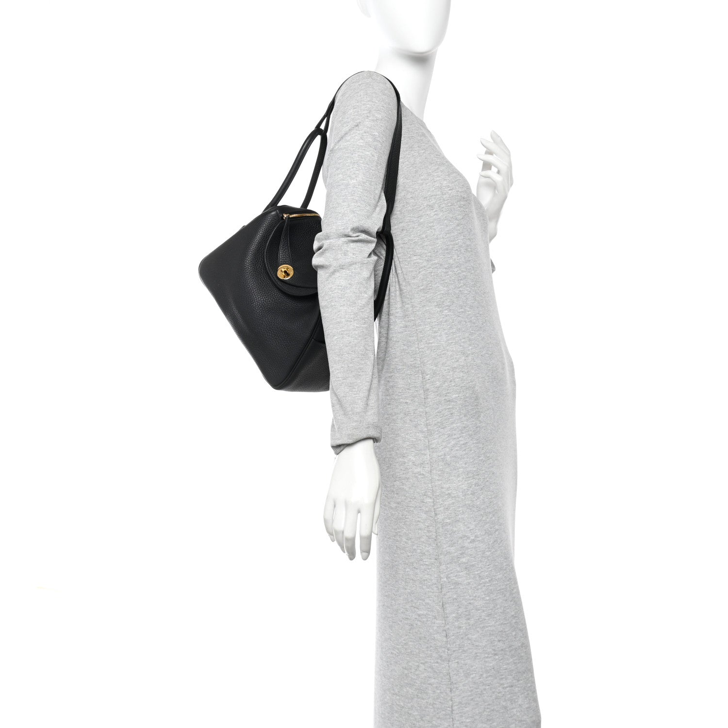 Hermes Taurillon Clemence Lindy 26 Black 2 of 13
