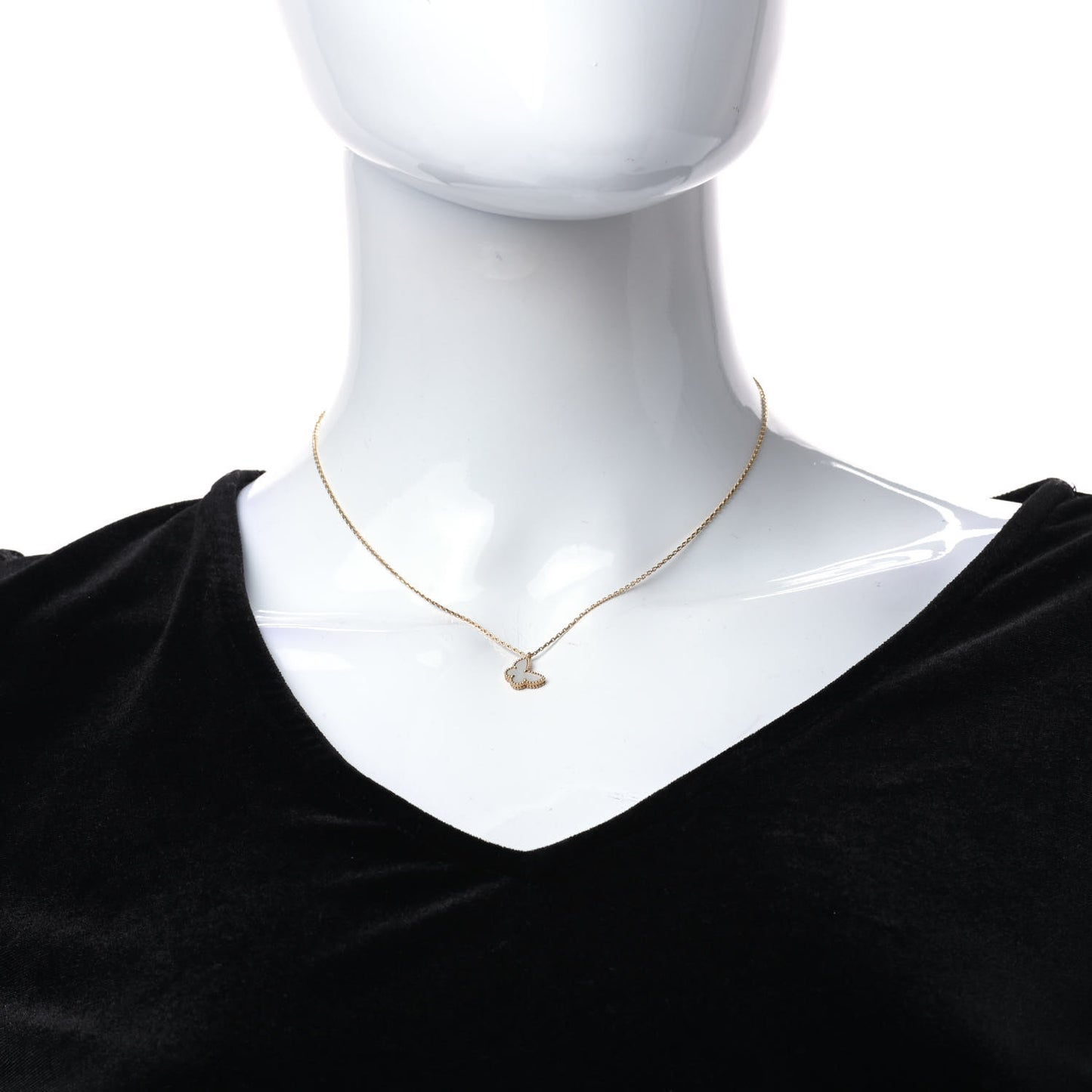18K Yellow Gold Mother of Pearl Sweet Alhambra Butterfly Pendant Necklace